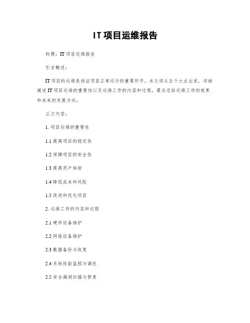 IT项目运维报告