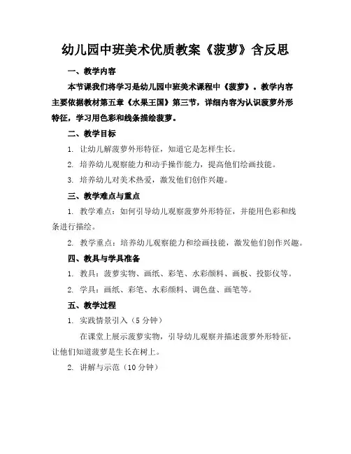 幼儿园中班美术优质教案《菠萝》含反思