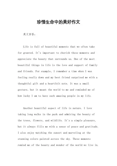 珍惜生命中的美好作文