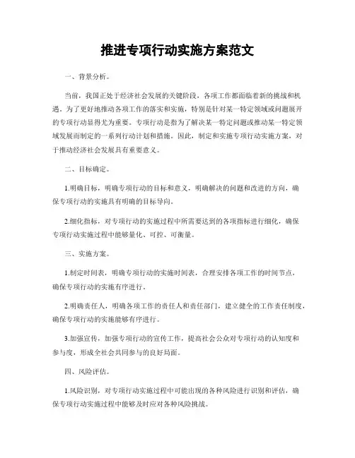 推进专项行动实施方案范文