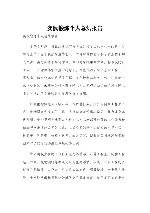 实践锻炼个人总结报告