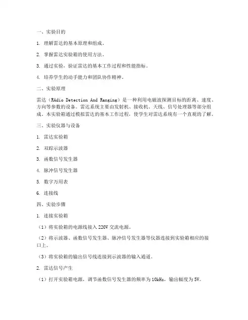 雷达实验箱实验报告