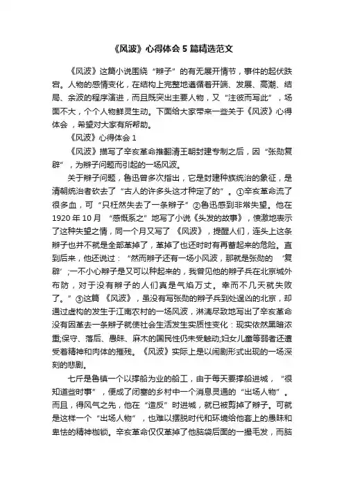 《风波》心得体会5篇精选范文