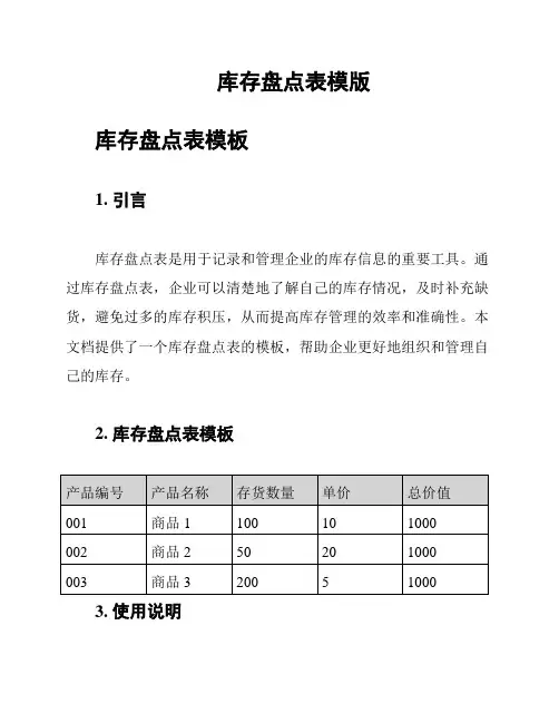 库存盘点表模版