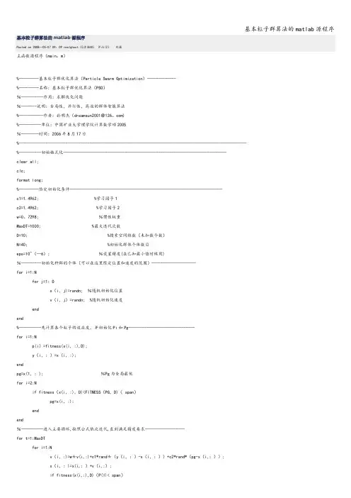 基本粒子群算法的matlab源程序