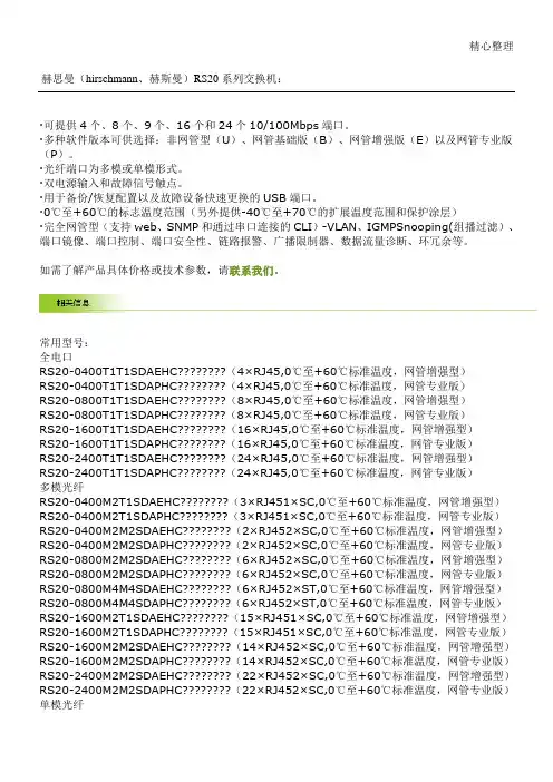 赫斯曼交换机型号说明