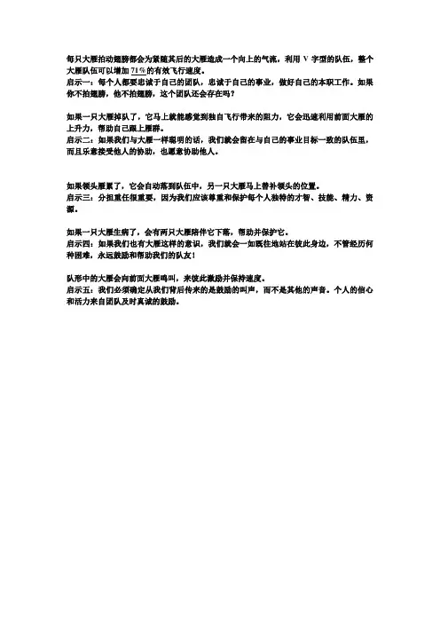 大雁的启示