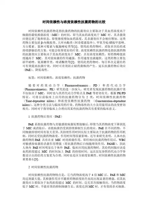 时间依赖性与浓度依赖性抗菌药物的比较