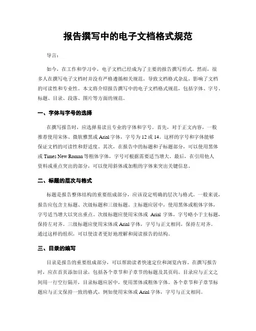 报告撰写中的电子文档格式规范