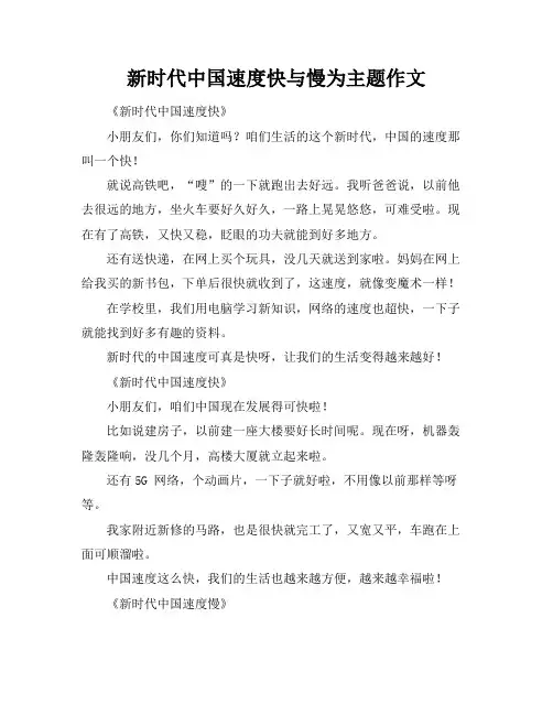 新时代中国速度快与慢为主题作文