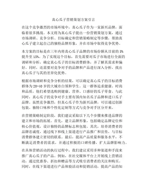 真心瓜子营销策划方案引言