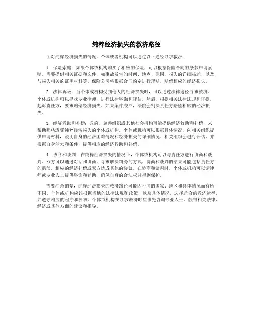 纯粹经济损失的救济路径