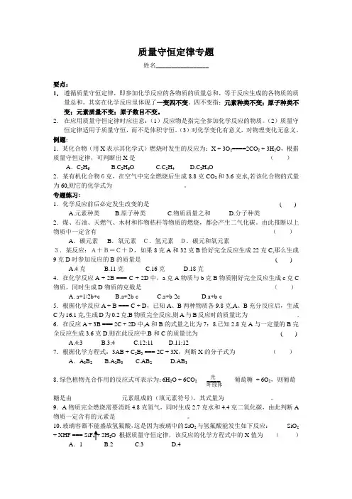 质量守恒定律专题