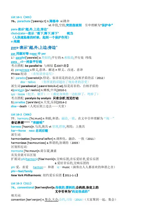 List 16—十天搞定考研词汇(视频讲义总结)