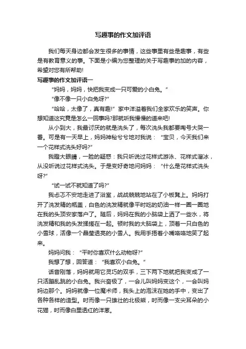 写趣事的作文加评语