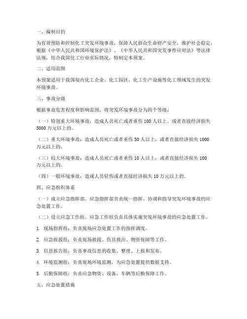 化工突发环境事故应急预案