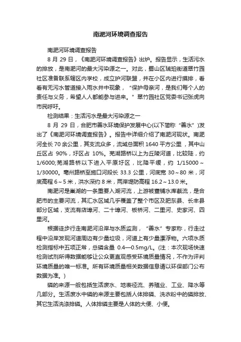 南淝河环境调查报告