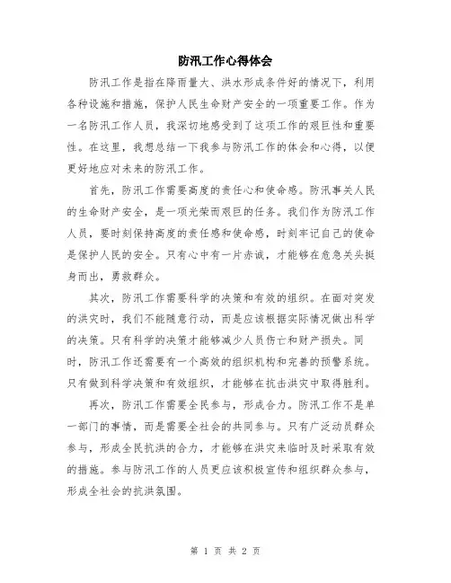 防汛工作心得体会