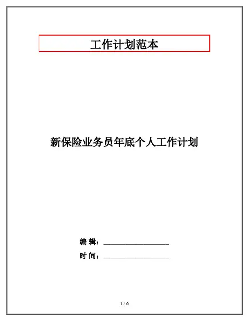 新保险业务员年底个人工作计划