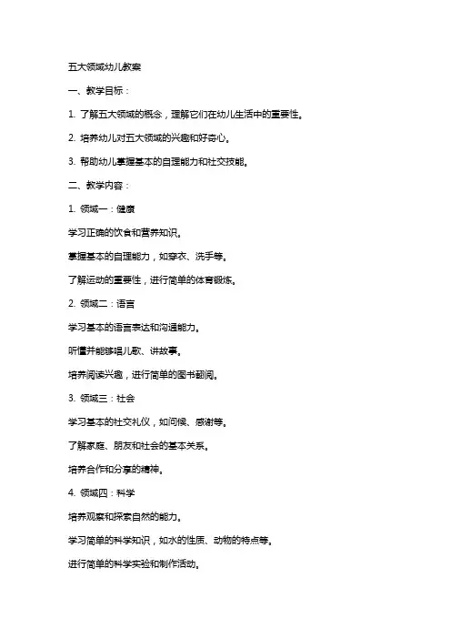 五大领域幼儿教案