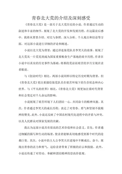 青春北大荒读后感