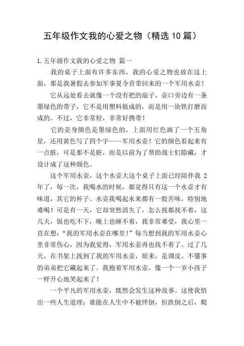 五年级作文我的心爱之物(精选10篇)