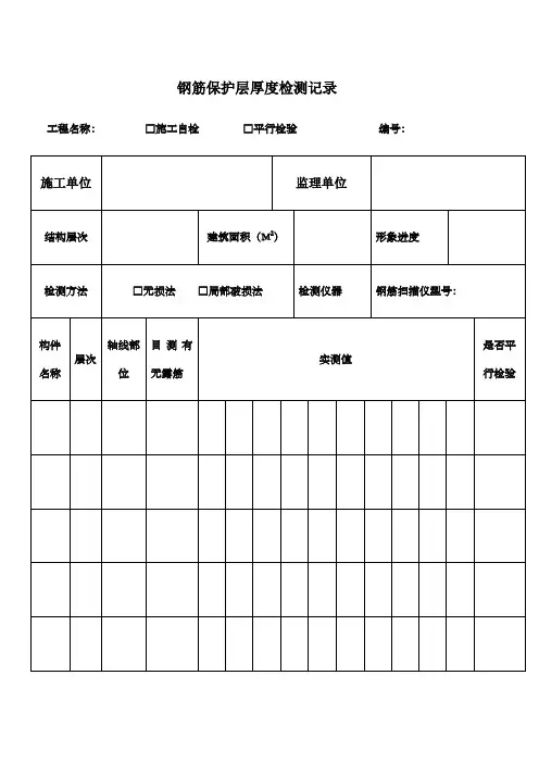 钢筋保护层厚度检测记录表格