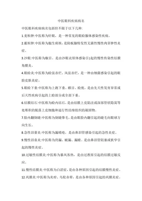 中医眼科疾病病名