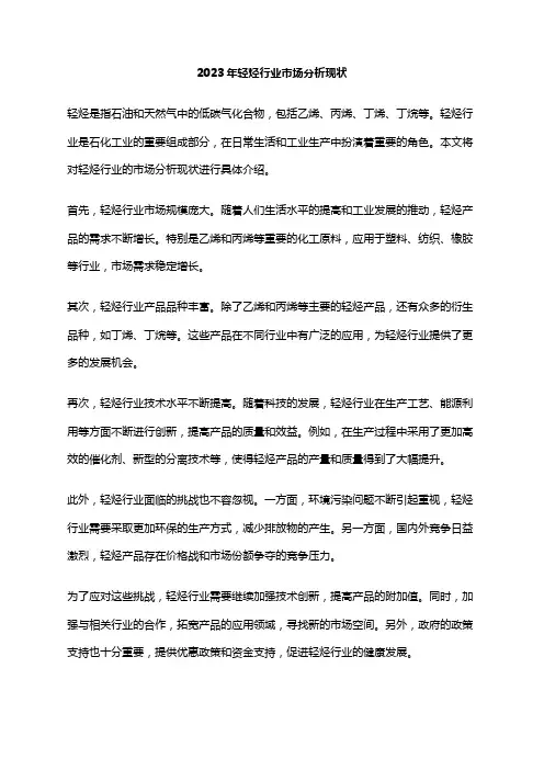2023年轻烃行业市场分析现状