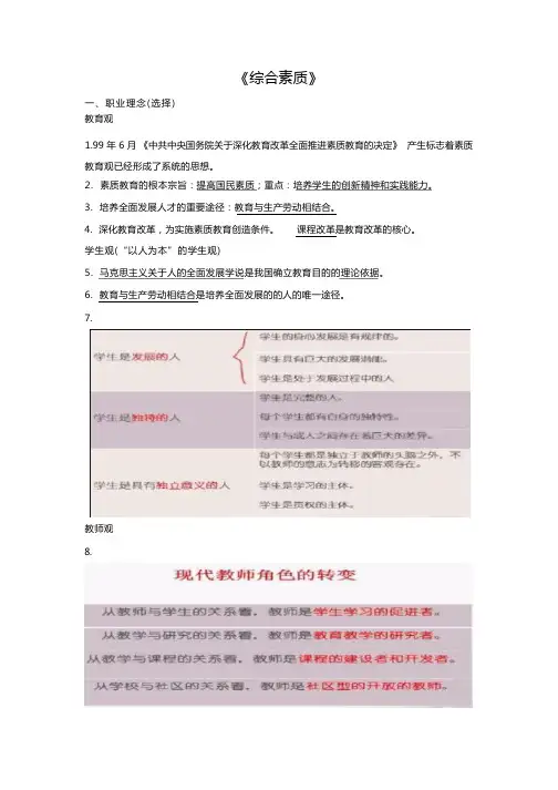 小学教师资格证-综合素质高频考点汇编及答案