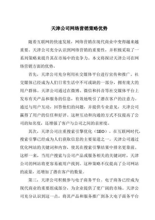 天津公司网络营销策略优势