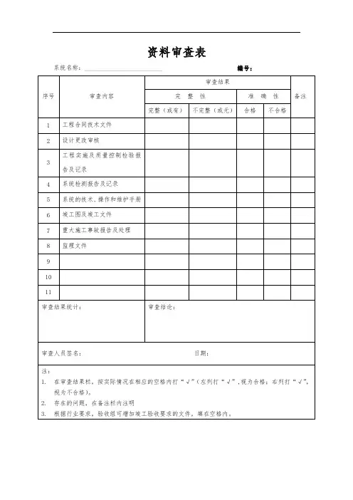 资料审查表