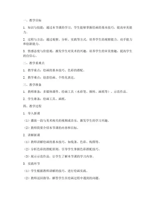 小学美术课听课教案模板