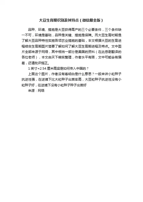 大豆生育期识别及其特点（微信最全版）