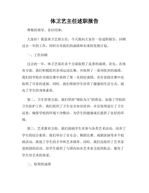 体卫艺主任述职报告