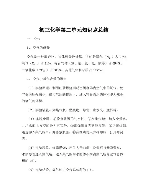 初三化学第二单元知识点总结