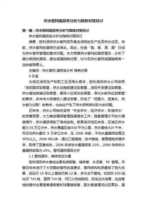 供水管网漏损率分析与降耗对策探讨