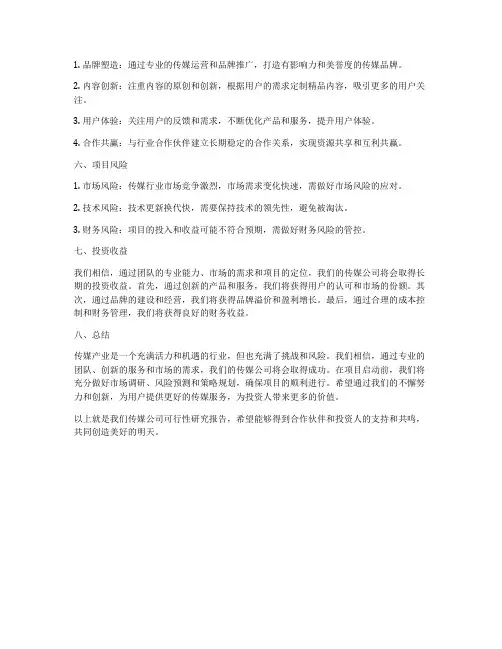 传媒公司可行性研究报告