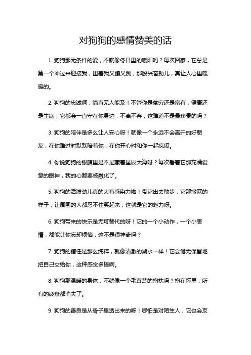 对狗狗的感情赞美的话