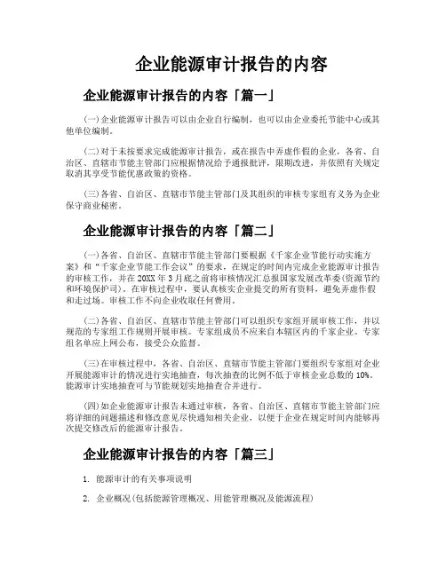 企业能源审计报告的内容