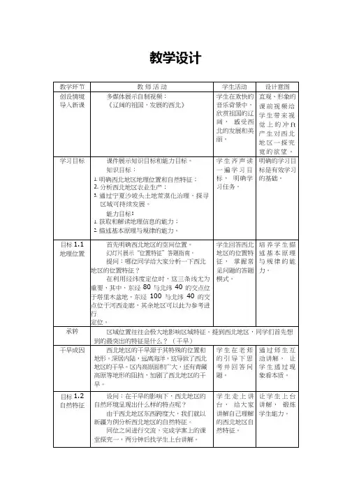 高中地理《中国西北地区》优质课教案、教学设计