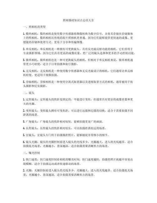 照相器材知识点总结大全