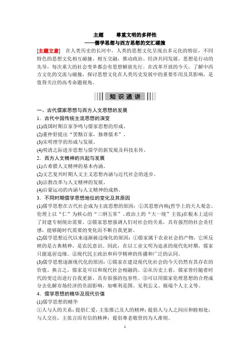 主题 尊重文明的多样性—儒学思想与西方思想的交汇碰撞