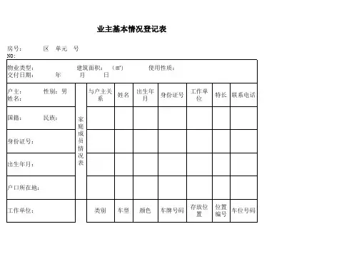 业主基本情况登记表