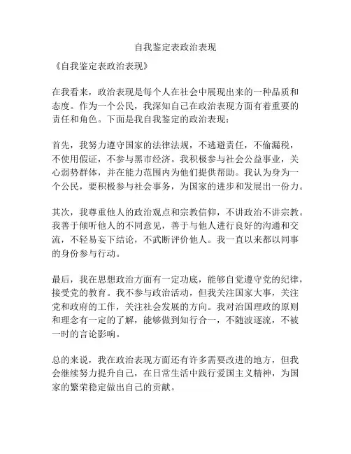 自我鉴定表政治表现