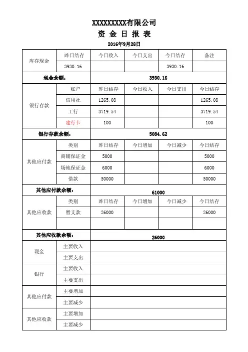 资金日报表 - 副本