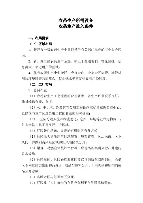 农药生产所需设备