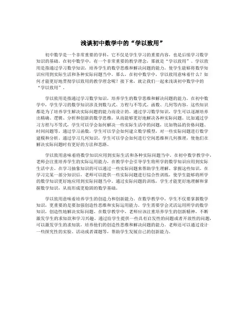 浅谈初中数学中的“学以致用”