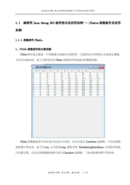 跟我学Java Swing GUI组件技术及应用实例——JTable表格组件及应用实例