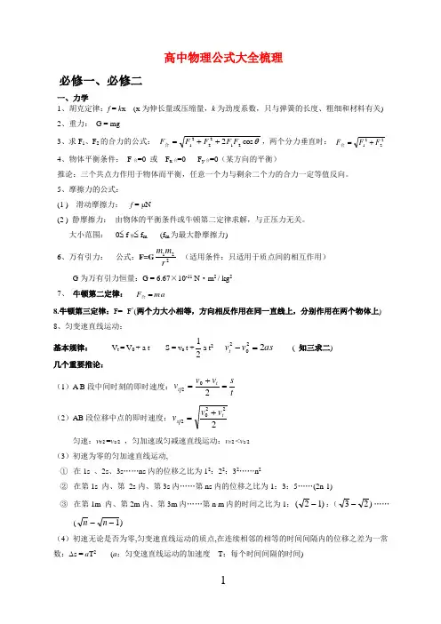 最新 高中物理公式大全(整理版)